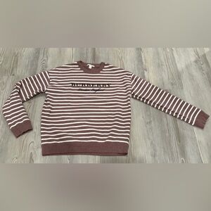 BURBERRY Sweatshirt. White & Heather Light Burgundy stripe. Youth Size 14Y. EUC